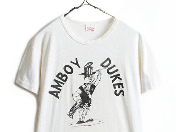 60s ビンテージ ★ The Amboy Dukes プリント 半袖 Tシャツ ( M 小さめ メンズ S 程) 古着 60年代 シングルステッチ バンド ロック 白 白T