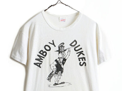 60s ビンテージ ★ The Amboy Dukes プリント 半袖 Tシャツ ( M 小さめ メンズ S 程) 古着 60年代 シングルステッチ バンド ロック 白 白T