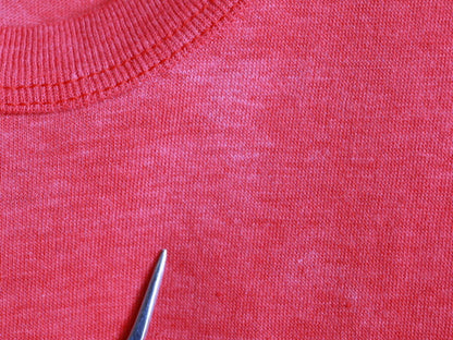 80s ★ Cowman カウマン 染み込み プリント 半袖 Tシャツ ( メンズ 男性 S程 ) 80年代 ビンテージ 古着 USED キャラT フェード 丸首 赤