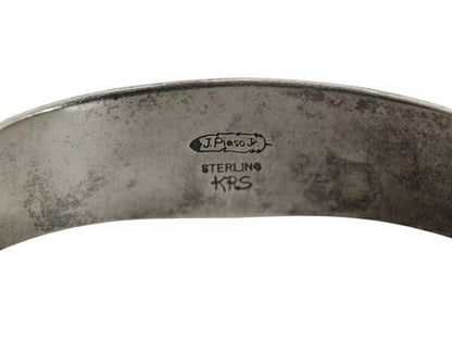 ★ ナバホ Joe Piaso Jr 作 ターコイズ シルバー バングル 小物 インディアン ジュエリー アーティスト ブレスレット STERLING 銀 ストーン