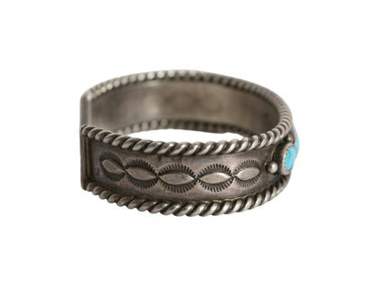 70s ~ 90s ★ ナバホ アーティスト 作 ローワーク ターコイズ シルバー バングル / 小物 ヴィンテージ ブレスレット STERLING 銀 ストーン