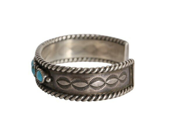 70s ~ 90s ★ ナバホ アーティスト 作 ローワーク ターコイズ シルバー バングル / 小物 ヴィンテージ ブレスレット STERLING 銀 ストーン