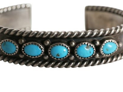 70s ~ 90s ★ ナバホ アーティスト 作 ローワーク ターコイズ シルバー バングル / 小物 ヴィンテージ ブレスレット STERLING 銀 ストーン
