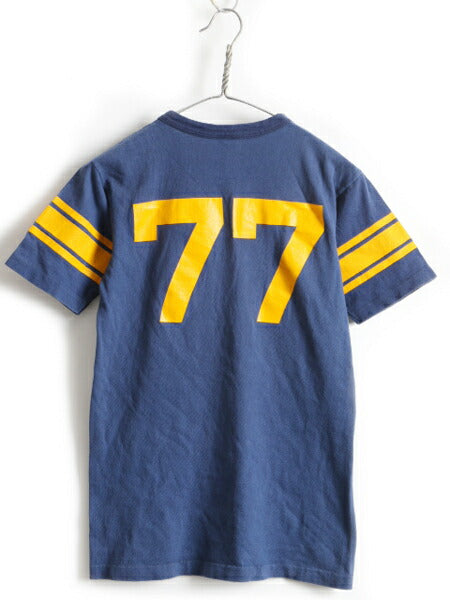 70s USA製 ビンテージ ★ Champion チャンピオン 両面 ゾロ目 ナンバリング プリント フットボール Tシャツ ( 男性 メンズ M ) 古着 70年代