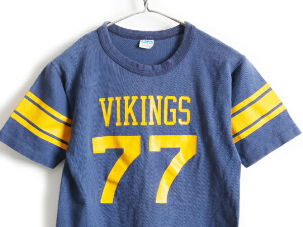 70s USA製 ビンテージ ★ Champion チャンピオン 両面 ゾロ目 ナンバリング プリント フットボール Tシャツ ( 男性 メンズ M ) 古着 70年代