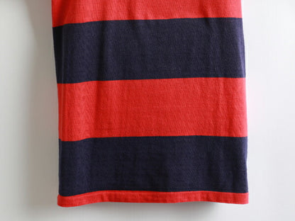 70s ★ Bambu バンブー ワイド ボーダー 柄 ワンポイント プリント 半袖 Tシャツ ( メンズ 男性 S程 ) 70年代 ビンテージ 古着 USED