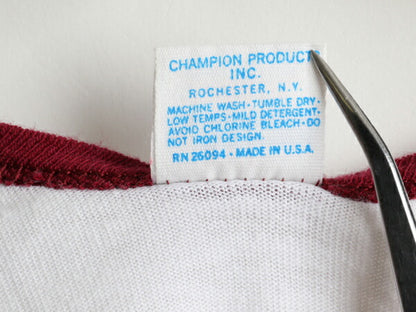 70's Champion チャンピオン チョコチン 染み込み プリント Tシャツ (S)