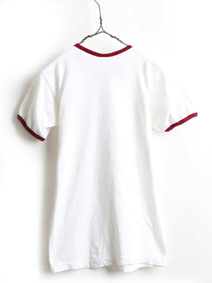 70's Champion チャンピオン チョコチン 染み込み プリント Tシャツ (S)