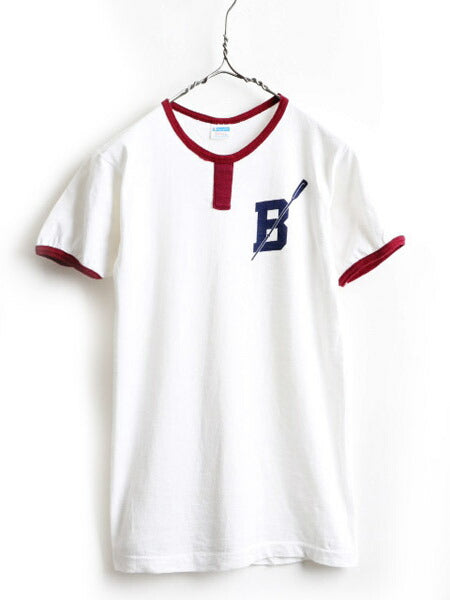 70's Champion チャンピオン チョコチン 染み込み プリント Tシャツ (S)