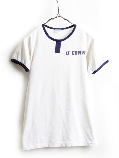 70's Champion チャンピオン チョコチン 染み込み プリント Tシャツ (S)
