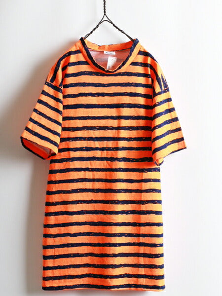 80s 90s デッドストック USA製 ★ Artex アルテックス ボーダー 柄 モックネック 半袖 Tシャツ ( メンズ 男性 M) 90年代 80年代 アメリカ製