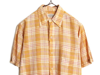 60s ★ BEEKMAN IVY LTD チェック 3点留め ボタンダウン シャツ メンズ S / 60年代 ヴィンテージ コットン 半袖シャツ ポケット付き スリム