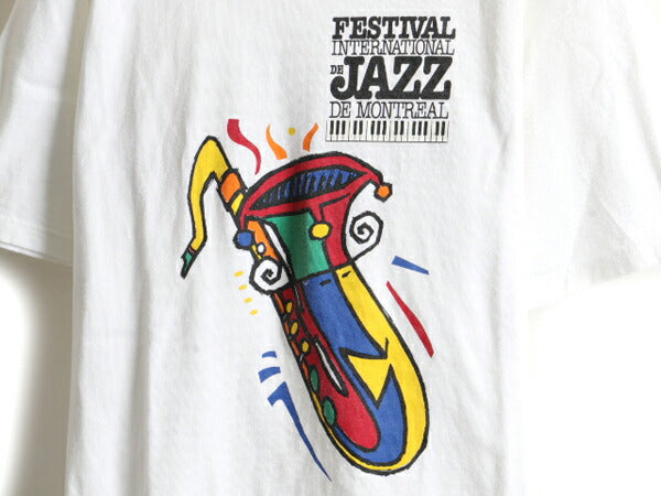 90s festival international de jazz de montreal モントリオール国際ジャズフェスティバル アート プリント 半袖 Tシャツ (M)