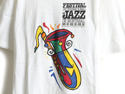 90s festival international de jazz de montreal モントリオール国際ジャズフェスティバル アート プリント 半袖 Tシャツ (M)