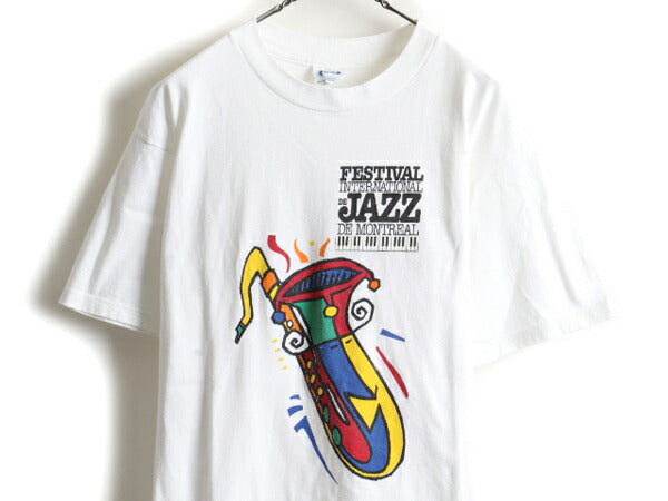 90s festival international de jazz de montreal モントリオール国際ジャズフェスティバル アート プリント 半袖 Tシャツ (M)