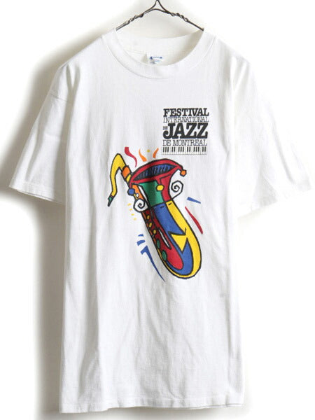 90s festival international de jazz de montreal モントリオール国際ジャズフェスティバル アート プリント 半袖 Tシャツ (M)