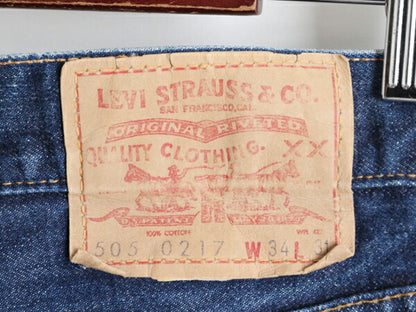濃紺 60s USA製 ★ リーバイス 505 BIG E カットオフ インディゴ デニム ショートパンツ メンズ 34 / 古着 60年代 Levis ショーツ シングル