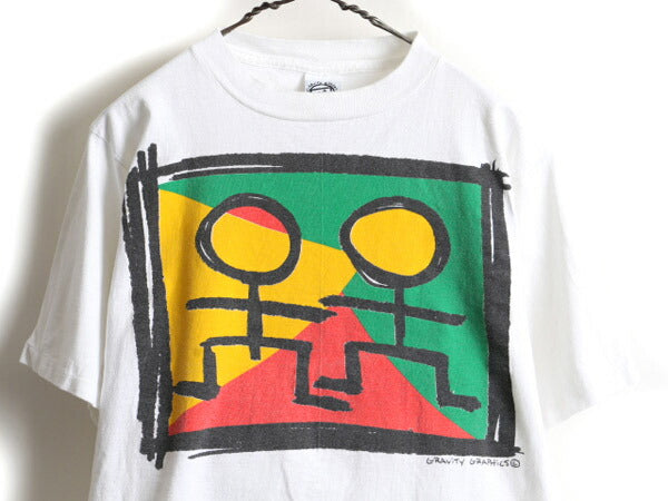 90s GRAVITY GRAPHICS ジャマイカ ラスタカラー アート プリント 半袖 Tシャツ (L)