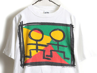 90s GRAVITY GRAPHICS ジャマイカ ラスタカラー アート プリント 半袖 Tシャツ (L)
