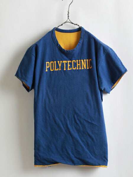 70s USA製 ★ Champion チャンピオン プリント コットン 半袖 リバーシブル Tシャツ ( メンズ 男性 M ) 70年代 ビンテージ バータグ USED