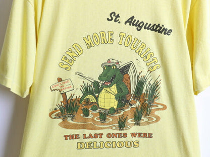80's キャラクター メッセージ ジョーク プリント 半袖 Tシャツ (L)