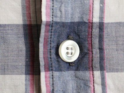 60s ★ HAMPTON INDUSTRIES ハンプトン インディアン マドラス チェック 柄 半袖 コットン ボタンダウン シャツ ( メンズ 男性 M ) 60年代