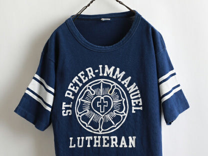 70s USA製 ★ Champion チャンピオン カレッジ プリント 半袖 フットボール Tシャツ ( メンズ 男性 M ) 70年代 アメリカ製 ビンテージ 古着