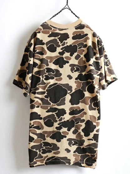 80s USA製 ★ CINDERELLA KNTG MILLS INC ニッティングミルズ ダックハンター カモ 柄 半袖 ポケット Tシャツ ( メンズ 男性 M ) 80年代