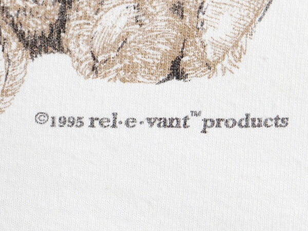 90s rel.e.vant.products 熊 人形 総柄 オールオーバー プリント 半袖 Tシャツ (XL)