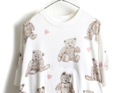 90s rel.e.vant.products 熊 人形 総柄 オールオーバー プリント 半袖 Tシャツ (XL)