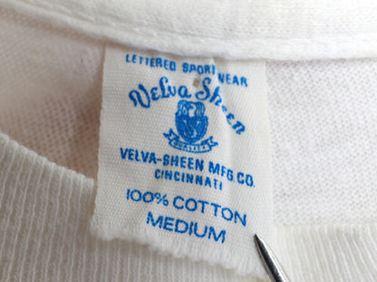 70s ★ Velva Sheen ヴェルバシーン ミルヴィル 200周年 プリント 半袖 コットン Tシャツ ( メンズ 男性 M ) 70年代 ビンテージ 古着 USED
