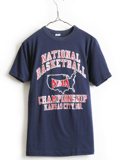 70's USA製 Champion チャンピオン バスケ チャンピオンシップ 5段 プリント 半袖 Tシャツ (L)