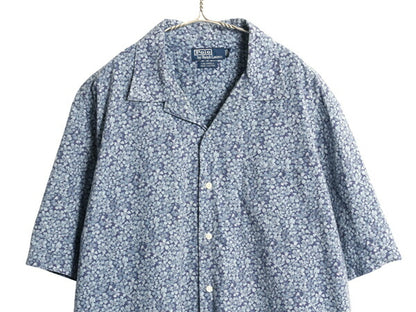 90s ★ ポロ ラルフローレン 花柄 オープンカラー シャツ メンズ XL オールド CALDWELL ハワイアン アロハ 総柄 ループ留め 開襟 ボックス