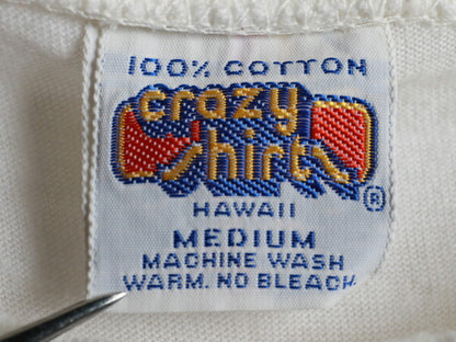 80s ★ Crazy Shirts クレイジーシャツ Kamanawana 3段 染み込み カレッジ プリント 半袖 Tシャツ ( メンズ 男性 M ) 80年代 ビンテージ