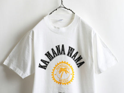 80s ★ Crazy Shirts クレイジーシャツ Kamanawana 3段 染み込み カレッジ プリント 半袖 Tシャツ ( メンズ 男性 M ) 80年代 ビンテージ