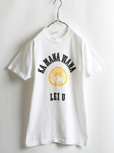 80s ★ Crazy Shirts クレイジーシャツ Kamanawana 3段 染み込み カレッジ プリント 半袖 Tシャツ ( メンズ 男性 M ) 80年代 ビンテージ