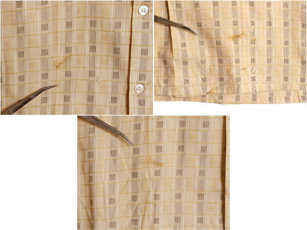デッドストック 60s ★ チェック オープンカラー シャツ メンズ XL 新品 ヴィンテージ コットン ループ留め 開襟 ボックス 織柄 半袖シャツ
