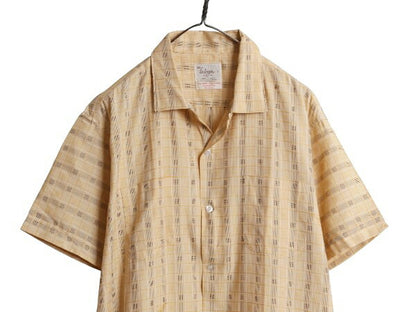 デッドストック 60s ★ チェック オープンカラー シャツ メンズ XL 新品 ヴィンテージ コットン ループ留め 開襟 ボックス 織柄 半袖シャツ