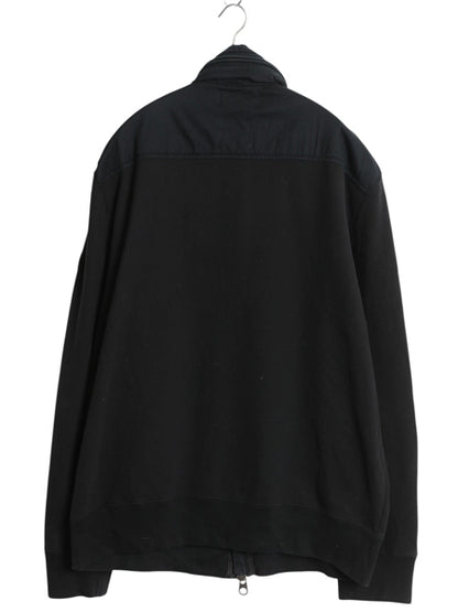 00s ポロ ラルフローレン スウェット コットン 切替 ジャケット メンズ XL オールド 収納フード ブルゾン 裏起毛 大きいサイズ 黒 ワッペン