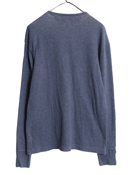 90s ポロ ラルフローレン ヘンリーネック 長袖 Tシャツ メンズ M オールド ロンT 2レイヤー 無地 ストレッチ コットン インナー カットソー