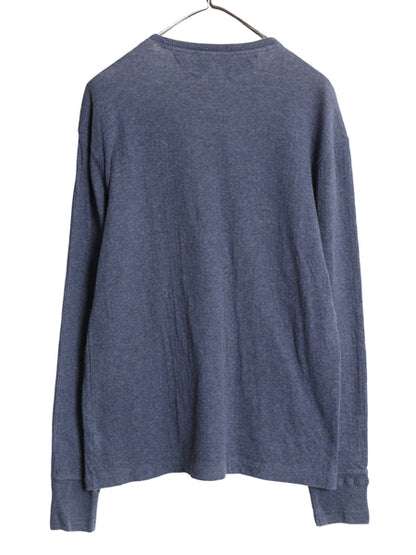 90s ポロ ラルフローレン ヘンリーネック 長袖 Tシャツ メンズ M オールド ロンT 2レイヤー 無地 ストレッチ コットン インナー カットソー