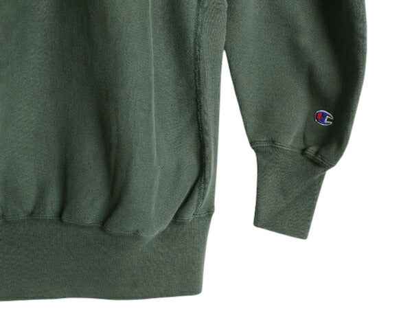 90s ★ チャンピオン リバースウィーブ スウェット メンズ XL / 古着 オールド トレーナー 裏起毛 ワンポイント ヘビーウェイト 目付き 緑
