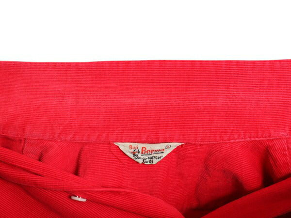 50s ★ BUD BERMA コーデュロイ オープンカラー シャツ メンズ XL / 古着 ヴィンテージ ループ留め 開襟 ボックス 細畝 コットン 無地 赤