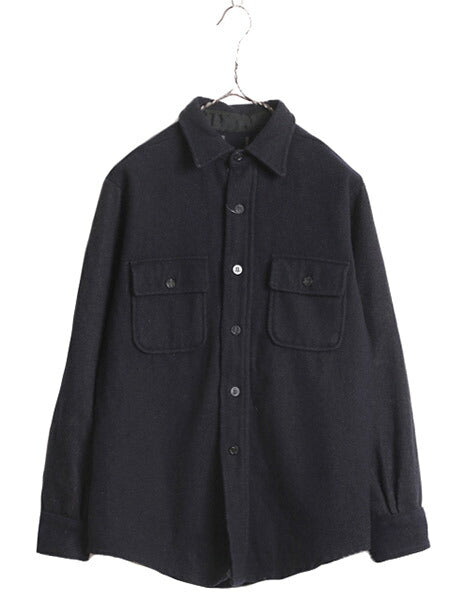 60s ★ 無地 ウール CPO シャツ メンズ S 程 古着 60年代 ヴィンテージ 民間 ジャケット アンカーボタン ポケット付き 厚手 ヘビーウェイト