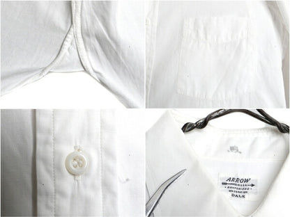 50s USA製 ★ ARROW マチ付き コットン 長袖 シャツ ( 14 メンズ S 程) 50年代 ビンテージ 長袖シャツ コットンシャツ 白シャツ 無地 白