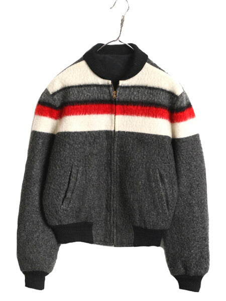 60s ★ フェイクファー フルジップ リバーシブル ジャケット メンズ S / 古着 60年代 ヴィンテージ コディアック タイプ ナイロン ブルゾン