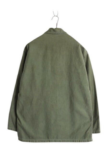 50s ★ 米軍実物 US ARMY コットン サテン ユーティリティ シャツ メンズ M 程 古着 ヴィンテージ ミリタリー 軍物 筒袖 1st 初期 OG107 緑