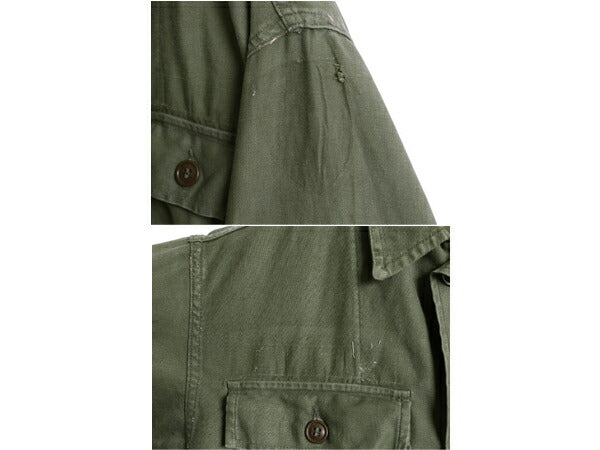 50s ★ 米軍実物 US ARMY コットン サテン ユーティリティ シャツ メンズ M 程 古着 ヴィンテージ ミリタリー 軍物 筒袖 1st 初期 OG107 緑