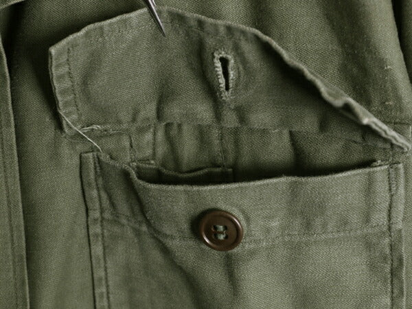 50s ★ 米軍実物 US ARMY コットン サテン ユーティリティ シャツ メンズ M 程 古着 ヴィンテージ ミリタリー 軍物 筒袖 1st 初期 OG107 緑