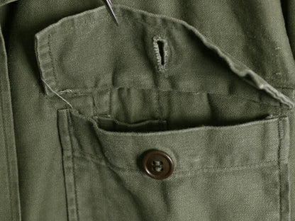 50s ★ 米軍実物 US ARMY コットン サテン ユーティリティ シャツ メンズ M 程 古着 ヴィンテージ ミリタリー 軍物 筒袖 1st 初期 OG107 緑